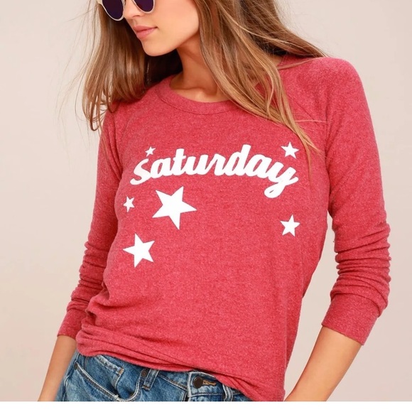 Chaser Saturday Washed Red Sweatshirt Size XS - Picture 6 of 9